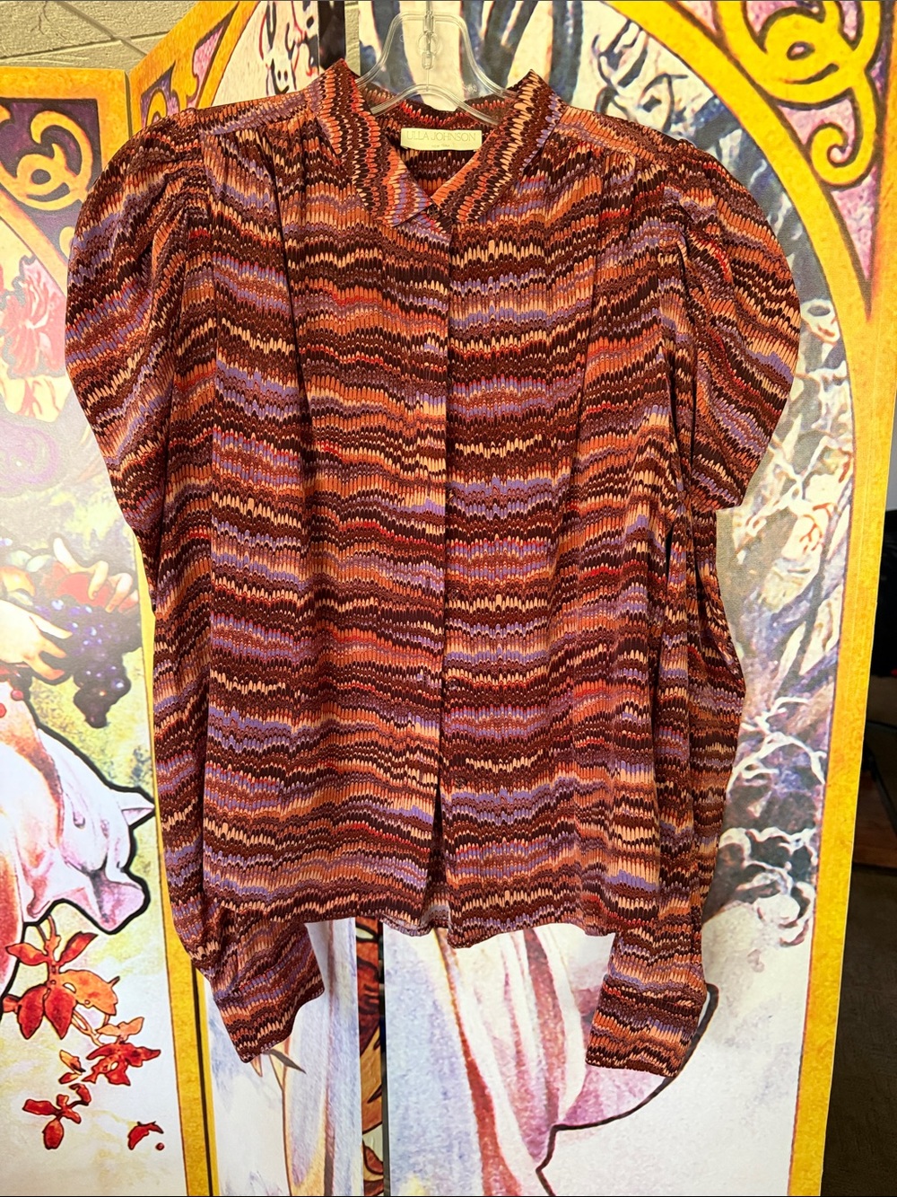 Ulla Johnson 100% Silk Wave-Print Unworn Blouse Size 8